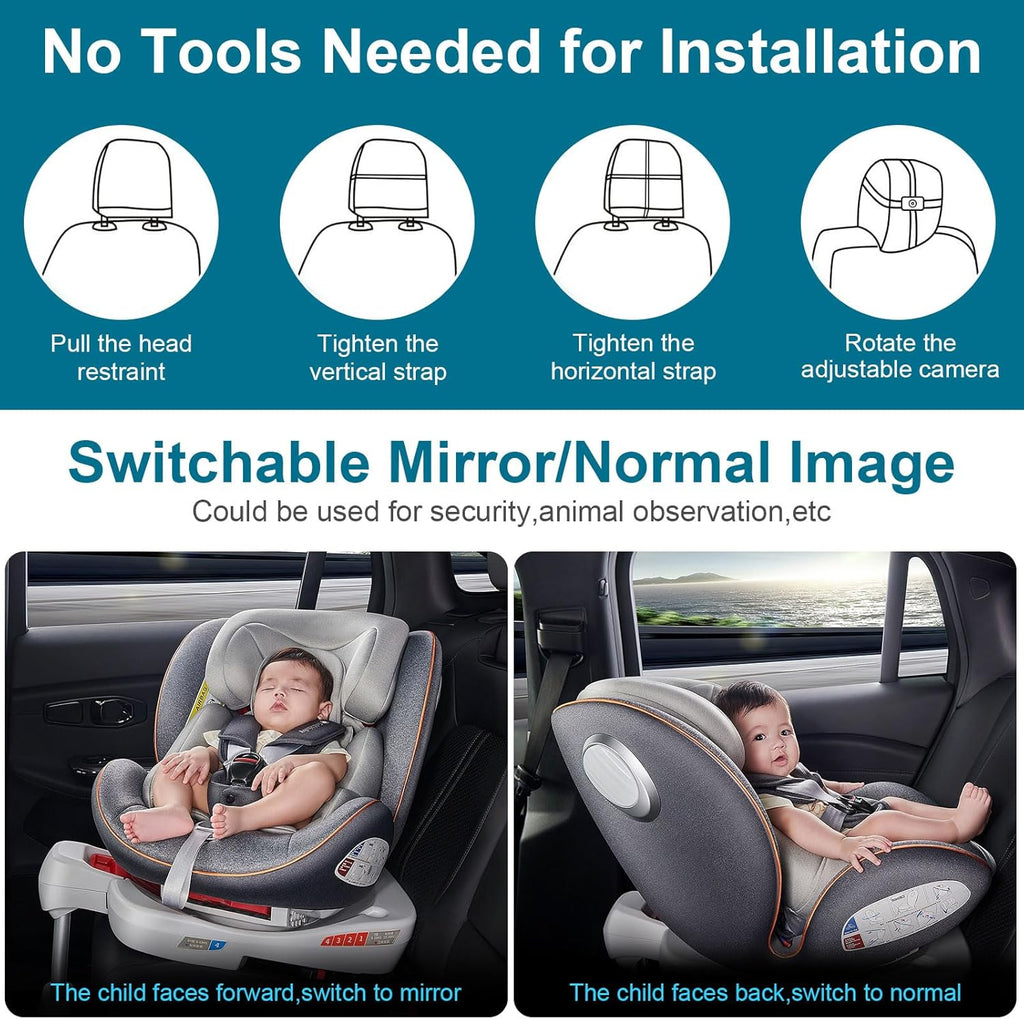 DoHonest Cámara de coche de bebé de 7 pulgadas USB Plug