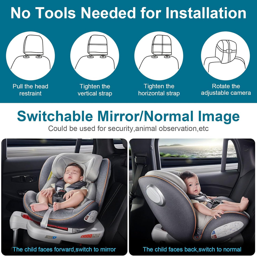 DoHonest Cámara de coche de bebé de 7 pulgadas USB Plug