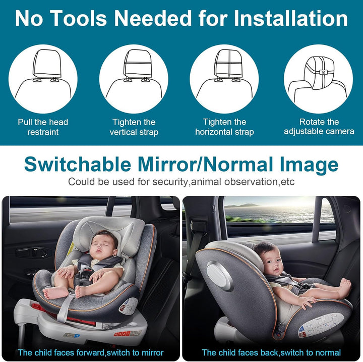 DoHonest Cámara de coche de bebé de 7 pulgadas USB Plug