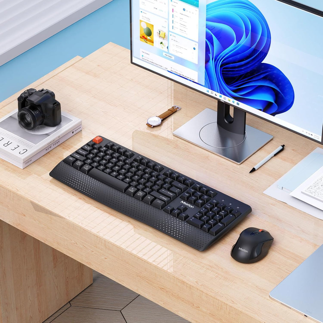 MEETION Nuevo teclado y ratón inalámbrico, combo de teclado y ratón...