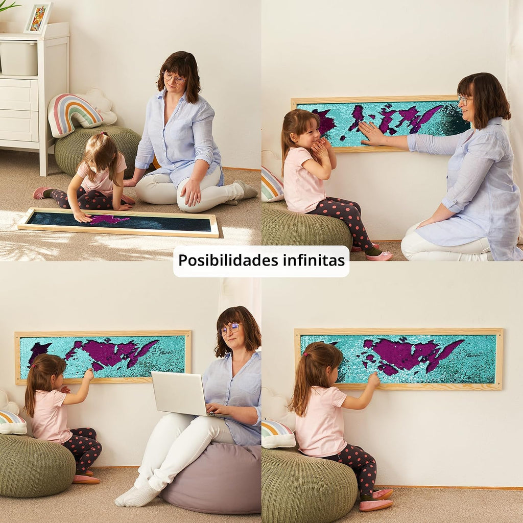 ODOXIA Marco de pared sensorial de lentejuelas | Tela sensorial de lentejuelas para niños | Guardería y escuela y habitación