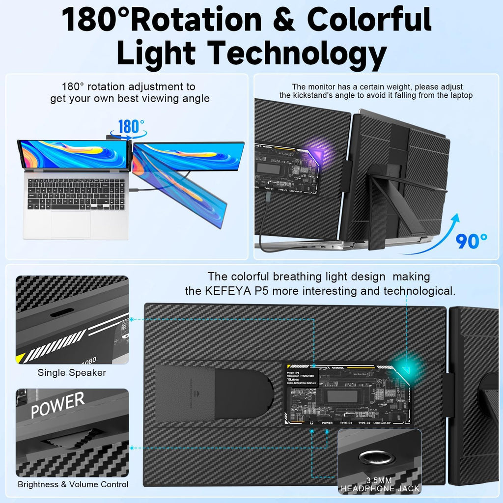 KEFEYA Extensor de pantalla para laptop, monitor portátil IPS FHD 1...