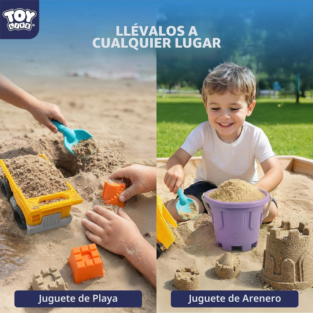 TOY Life Juego de juguetes de arena de playa de 23 piezas con autos de
