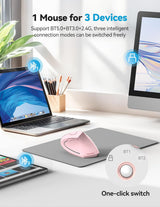 TECKNET Ratón ergonómico, Ratones verticales recargables 2.4G+Bluet...