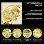 OLEVS Reloj para hombres, cuarzo, acero inoxidable, vestir, impermeable, luminoso