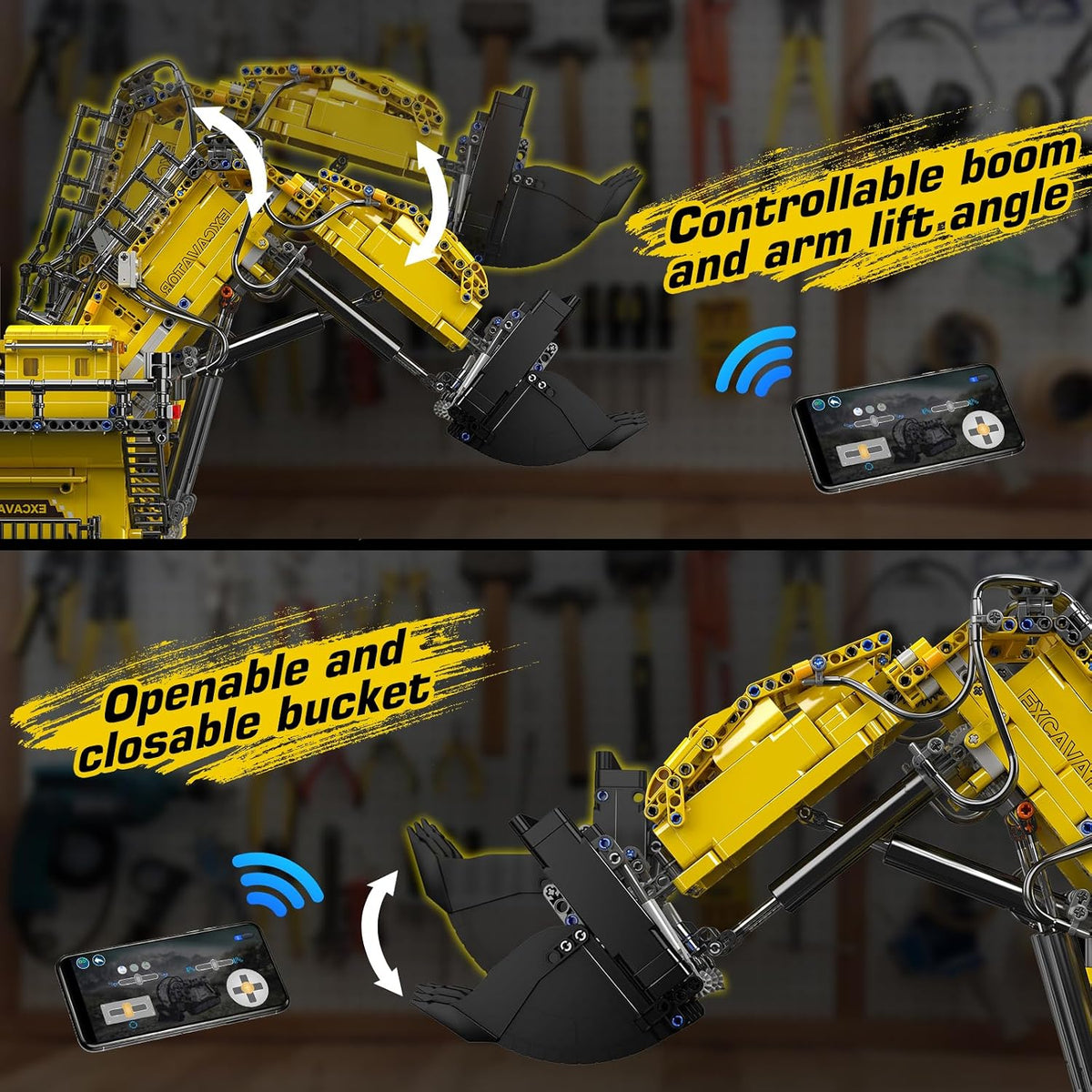 Mould King 17070 - Juego de construcción de excavadora RC para adultos, modelo de vehículo de construcción de camión de 4767 piezas, camión de control remoto APP con motores, juguetes de ingeniería STEM