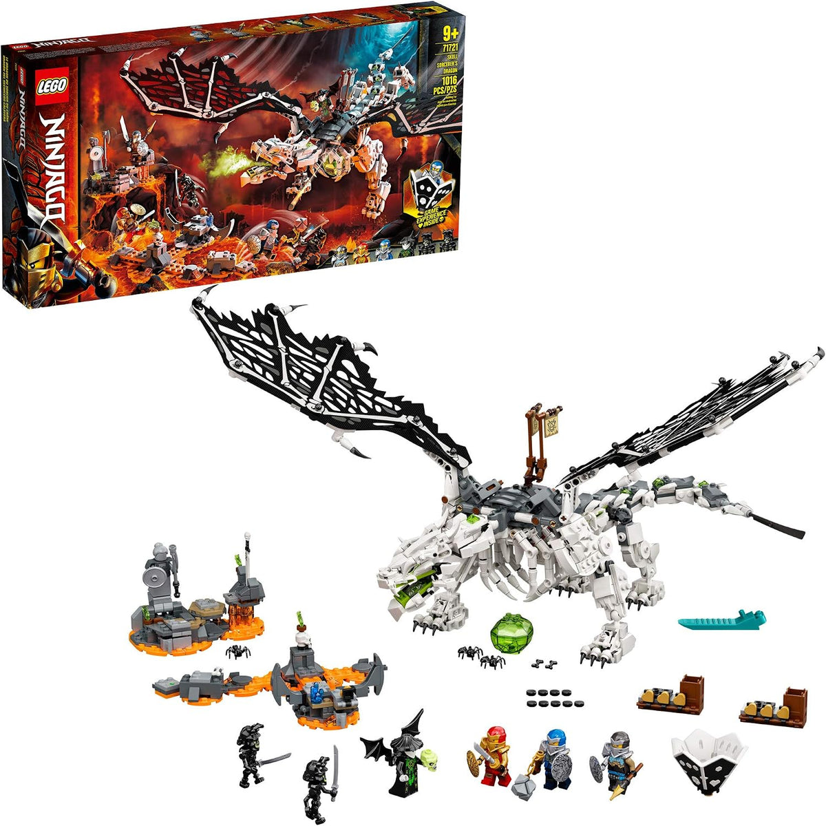 LEGO NINJAGO - Juego de dragón de brujo de calavera 71721 NINJAGO con figuras de juguete de guerrero (1,016 piezas)