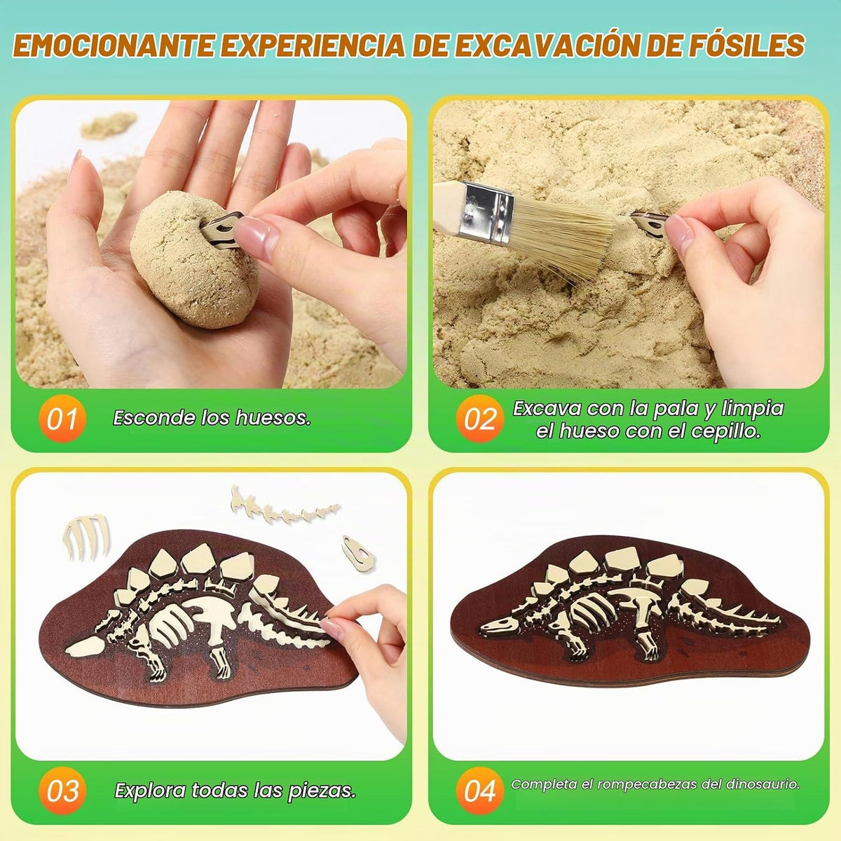 Jenaai Kit de excavación de arqueología para excavación de dinosaurios
