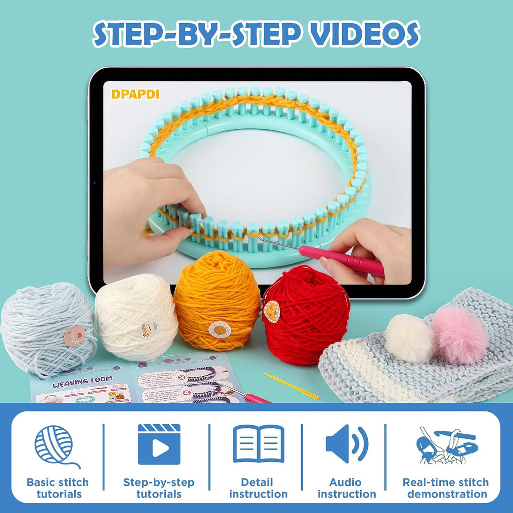 DPAPDI Knitting Loom Kit con Storage Boxes Yarns Knitting Tools