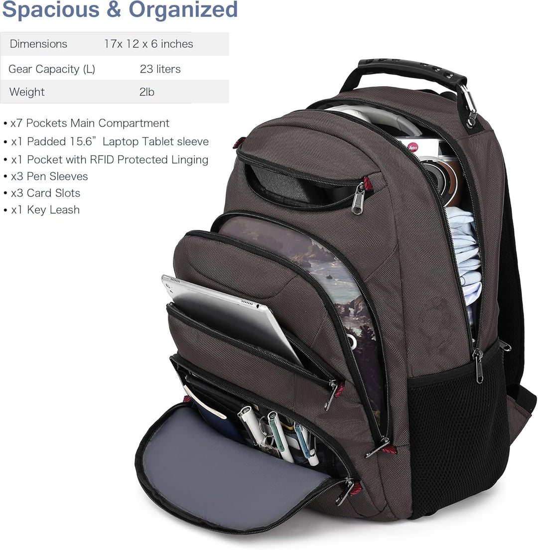 Mochila para laptop Boavan para hombre (Negro, 15.6), Café, Elegante