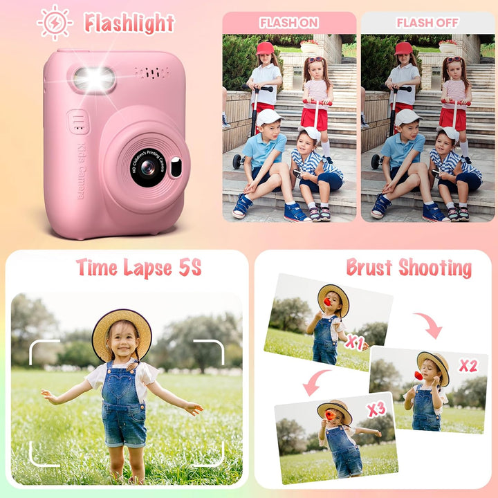 Cámara de impresión instantánea para niños, 3.0" HD 32MP, cámar...