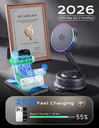 Qi2.2 25W MagSafe Cargador de montaje para coche, ventilador de