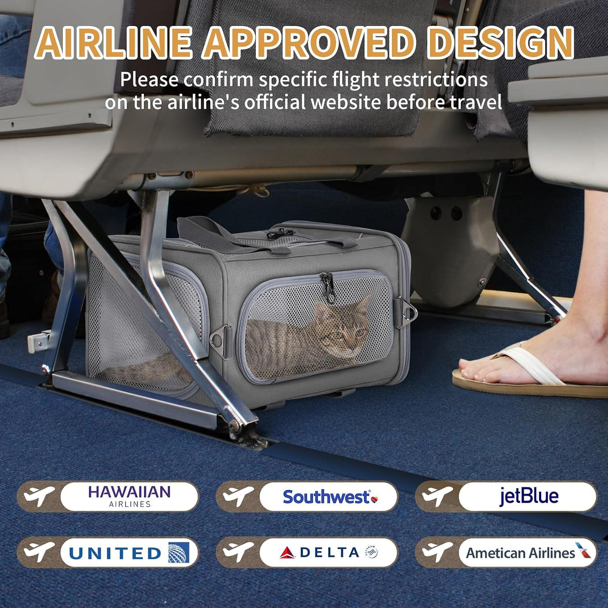 Petsfit Transportador de aerolíneas para gatos pequeños, colocación bidireccional, hasta 9 lb