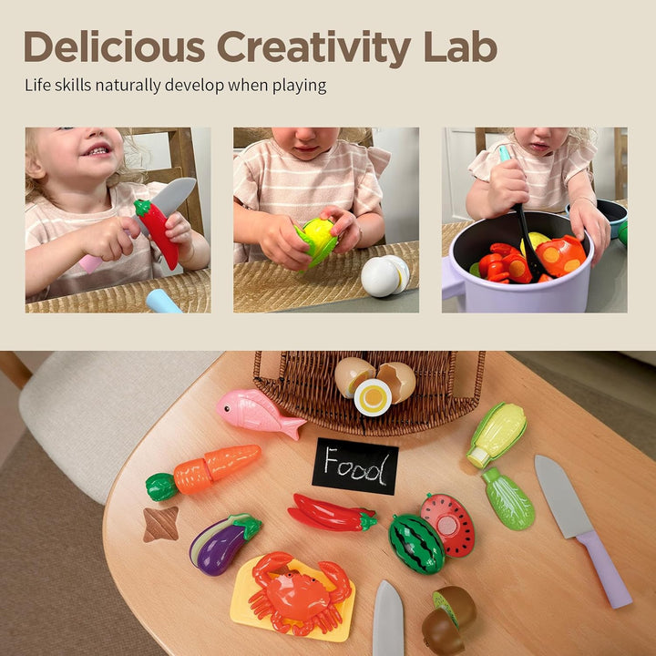 GILOBABY Accesorios de Cocina de Juguete, Conjuntos de Comida de Ju...