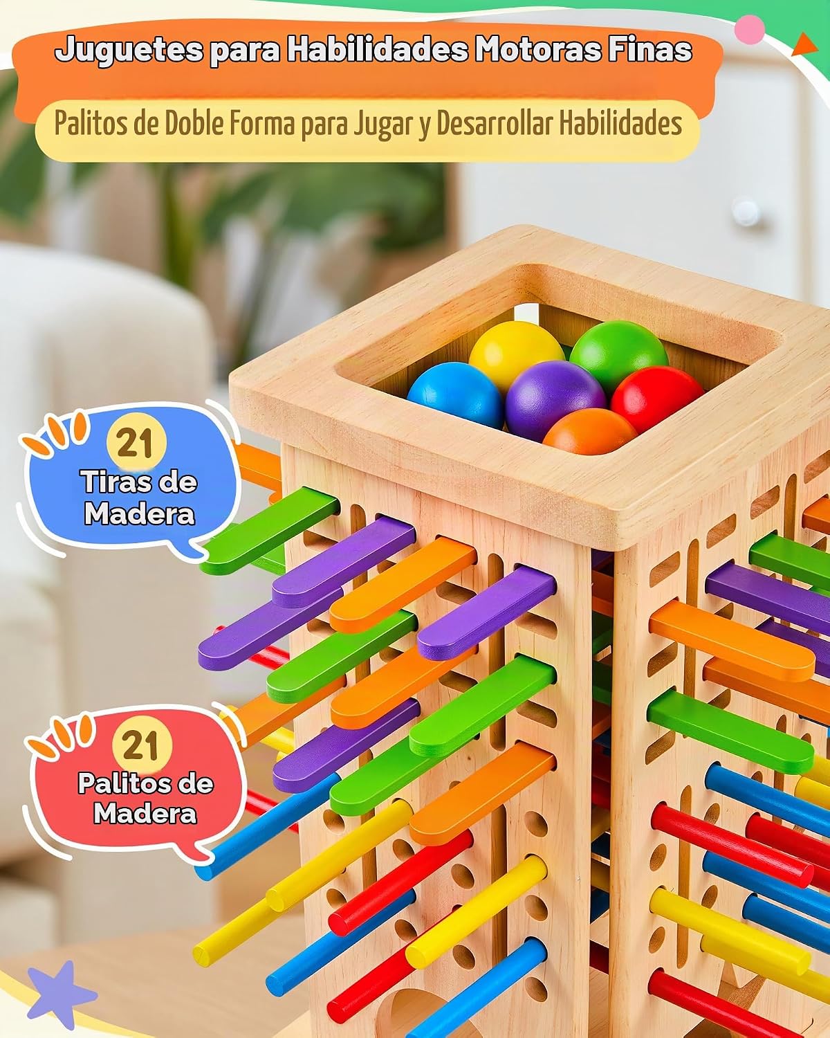 Montessori - Juegos de mesa de madera para niños de 4 a 6 años, juego de