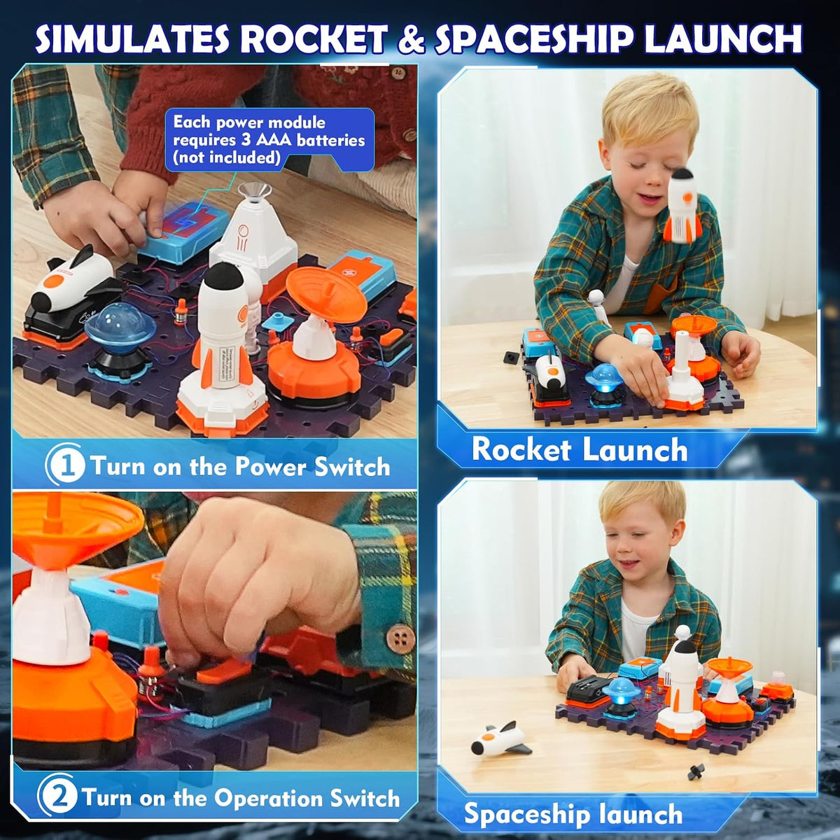 VATOS Kits de circuito de ciencia espacial para niños – Kit STEM de exploración electrónica de 31 piezas con más de 100 proyectos, lanzacohetes y astronauta iluminado | Juguete educativo de aprendizaje regalo para niños y niñas a partir de 6 años