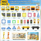 Soyee 102 azulejos magnéticos con 2 coches y 2 grúas