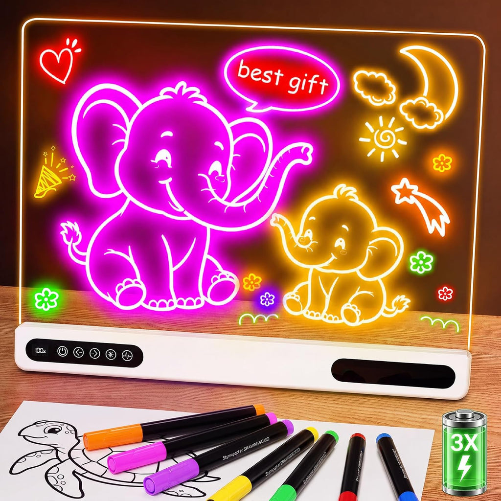 Tablero de dibujo LED recargable para niños: 20 horas de duración de la