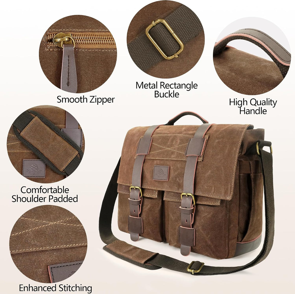 Bolsa tipo mensajero para hombre - Bolsa impermeable de lona