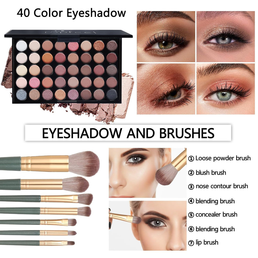 Kit completo de maquillaje para niñas, paleta de sombras de ojos, b...