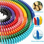 Set de 1000 piezas Dominó de madera para niños, bloques de construcción, juegos de carrera con bolsa de almacenamiento Lewo