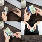 Mini RFID Cartera de aluminio para tarjetas de crédito Titular de tarjetas de visita Estuche de tarjeta de metal para mujeres, Verde menta, Minimalista