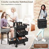 AROUS Estuche de maquillaje rodante con 3 cajones, estuche de cosme...