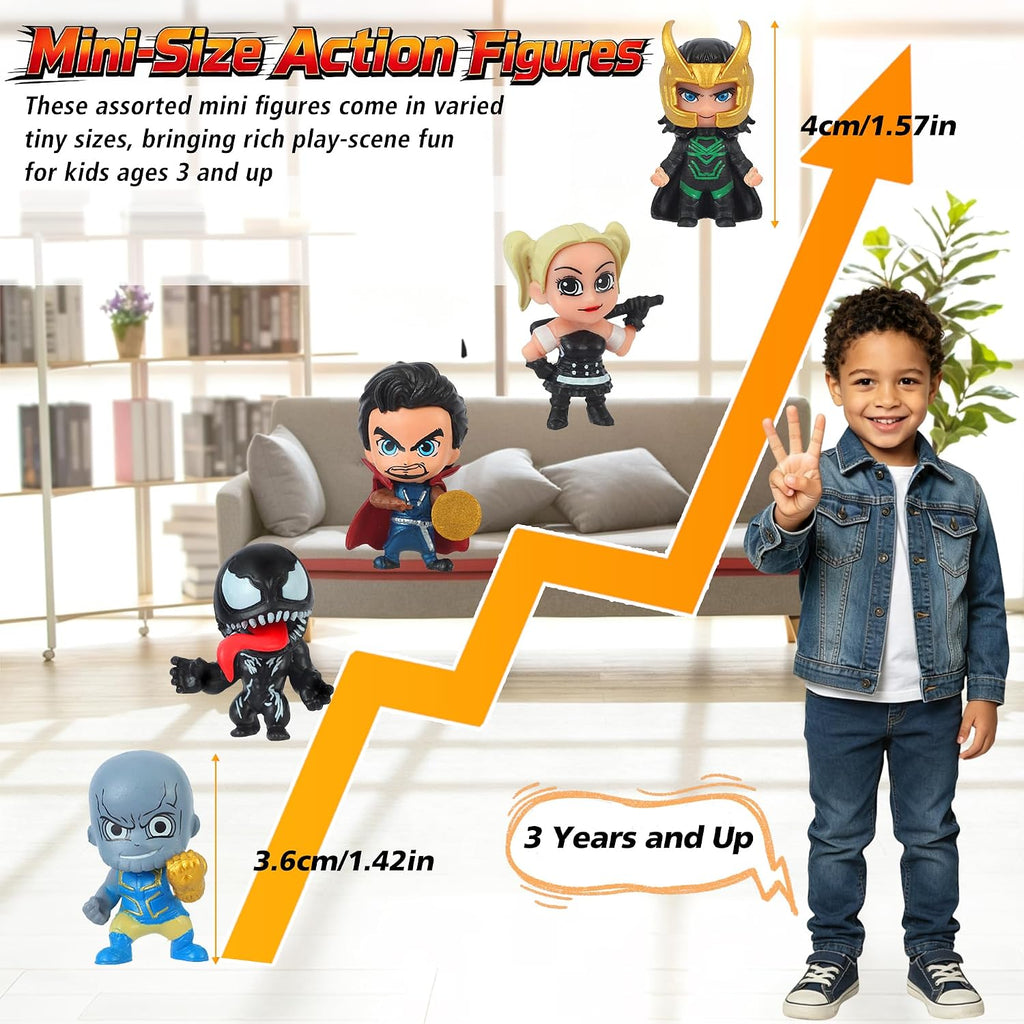 Figuras de acción de superhéroes, 32 piezas de minifiguras de superhéroes, increíbles recuerdos coleccionables de fiesta de gente pequeña, miniaturas heroicas de dibujos animados para niños