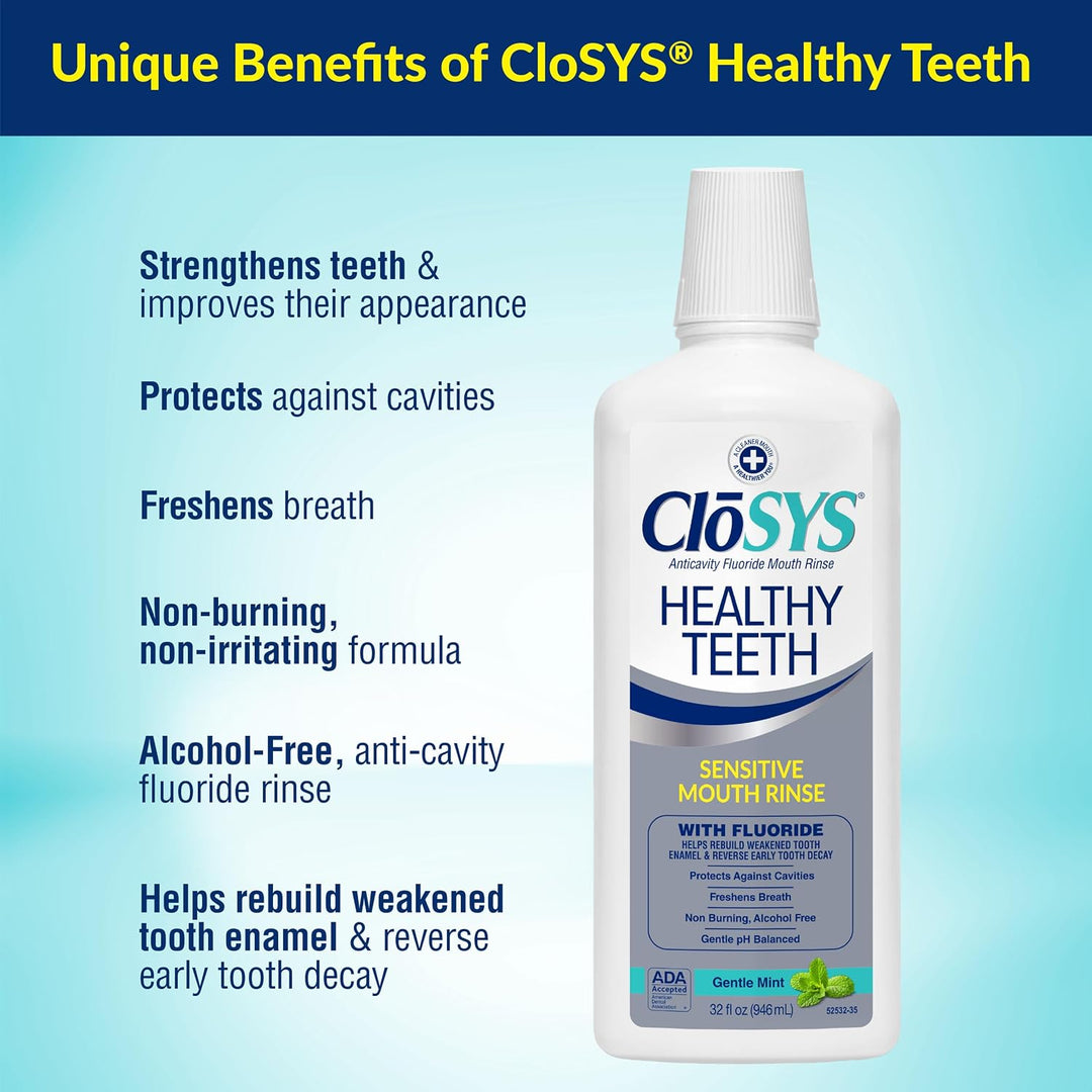 CloSYS Enjuague bucal anticáries con flúor para dientes saludables,...