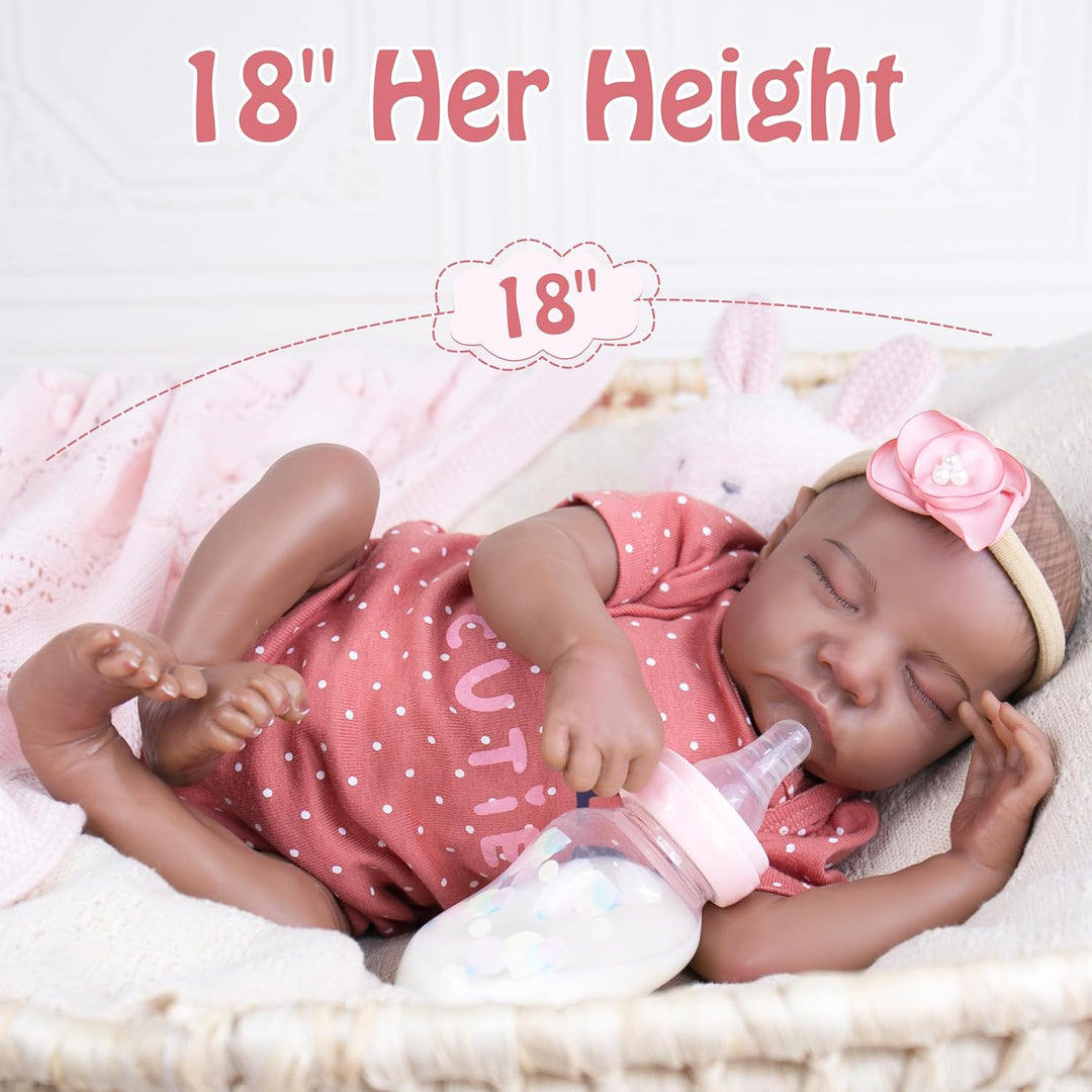 Milidool Muñeca Reborn Baby Girl de 18 pulgadas, realista, afroamer...