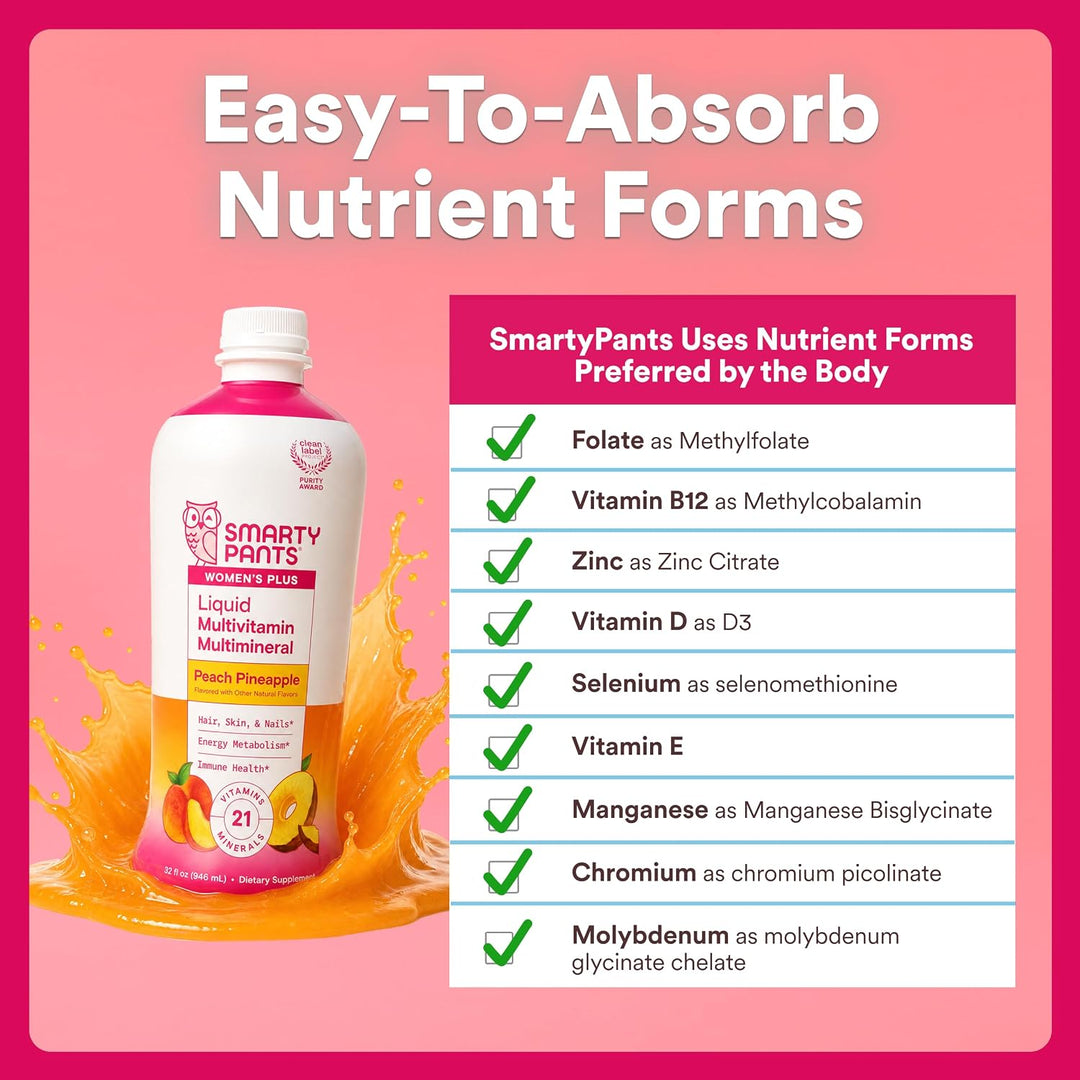 SmartyPants Multivitamínico líquido sin azúcar para mujeres, contie...