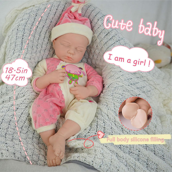 Muñeca Reborn de silicona de cuerpo completo para niña, de 18.5 pul...