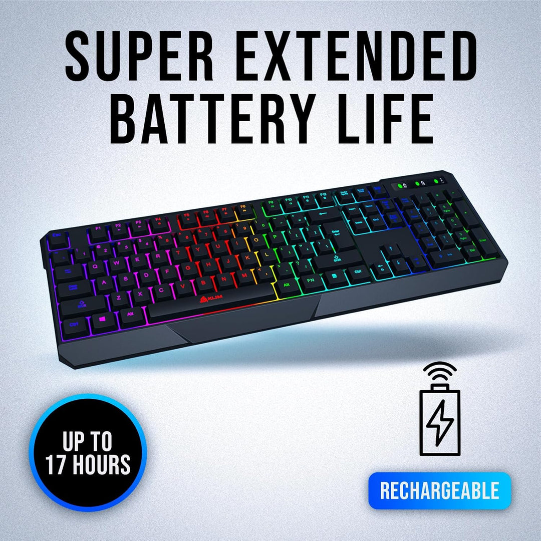 KLIM Chroma - Teclado inalámbrico para juegos con retroiluminación...