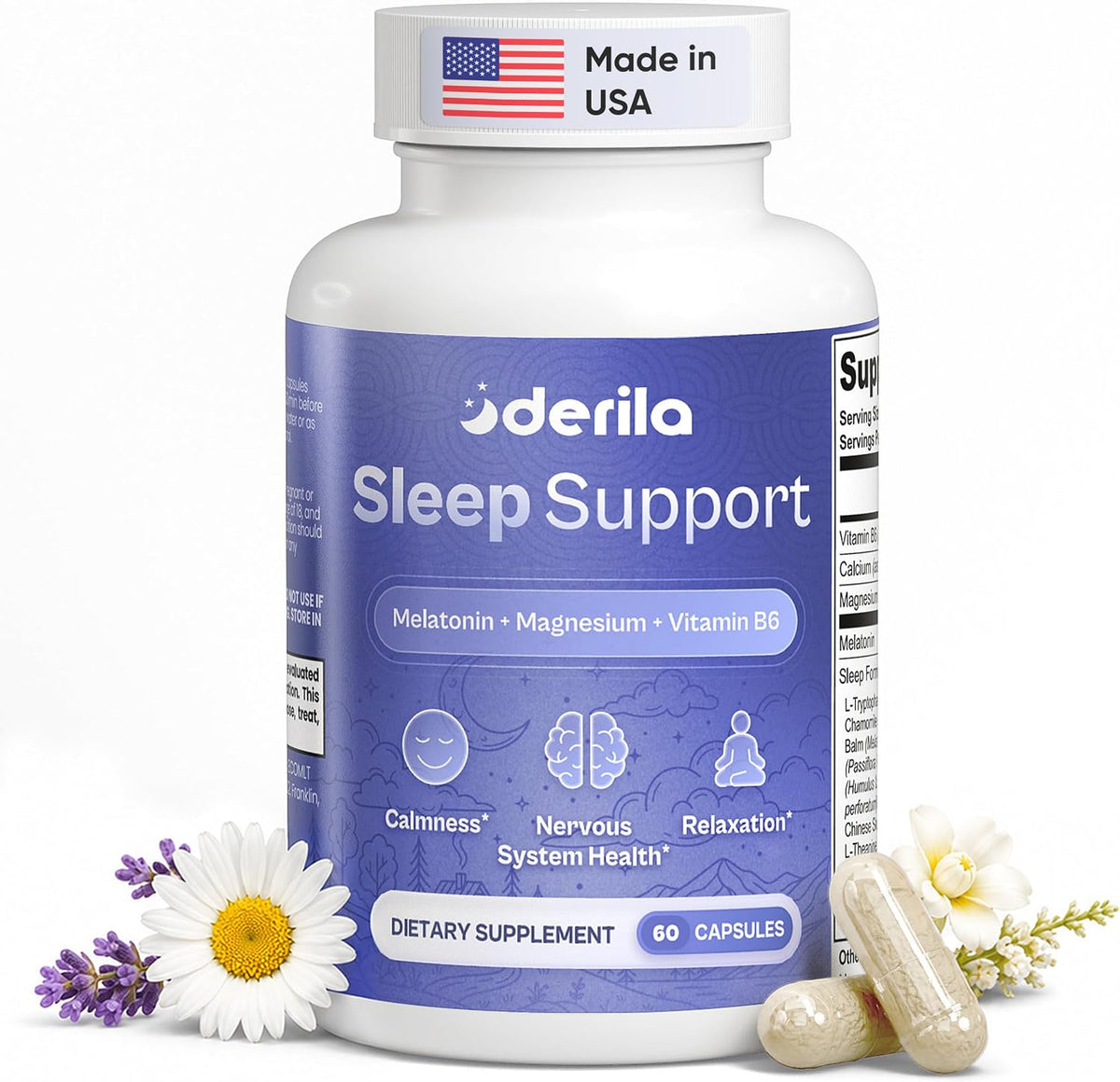 Derila Apoyo para dormir y relajarse* | Melatonina 10 mg, magnesio