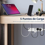 LIDER Outlet Extender con 3 Receptáculos, 12W USB-A y USB-C, Cara Plana