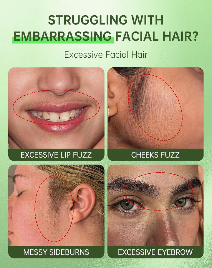 Depilación facial para mujeres + crema calmante, removedor de vello...