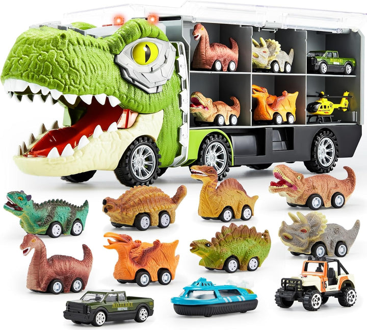 JOYIN Juguetes de dinosaurio 13 en 1 para niños de 3 a 5 años, cami...