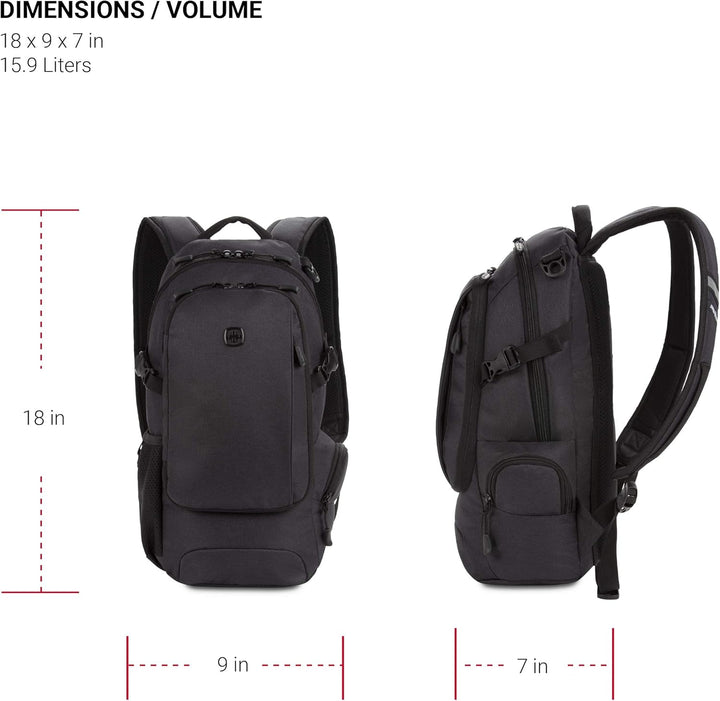 SwissGear 3598 Mochila Mochila de Día Estrecha, Gris oscuro