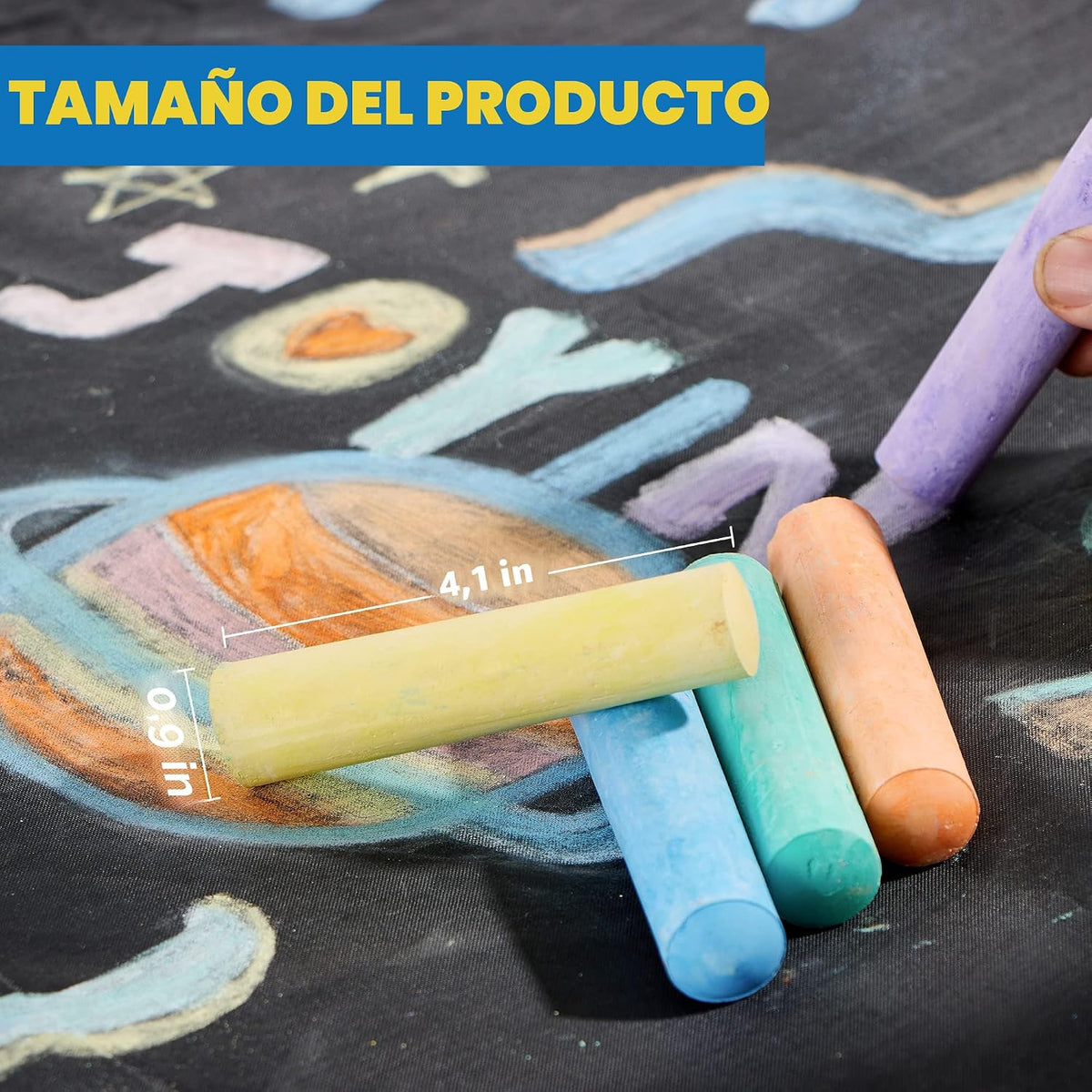 JOYIN 120 tizas para acera para niños, caja gigante, no tóxica, jumbo, color jumbo, lavable, tiza para acera para niños pequeños en 10 colores