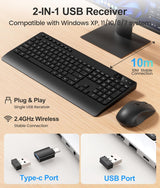 Combo silencioso de teclado y mouse inalámbricos: mouse silencioso...