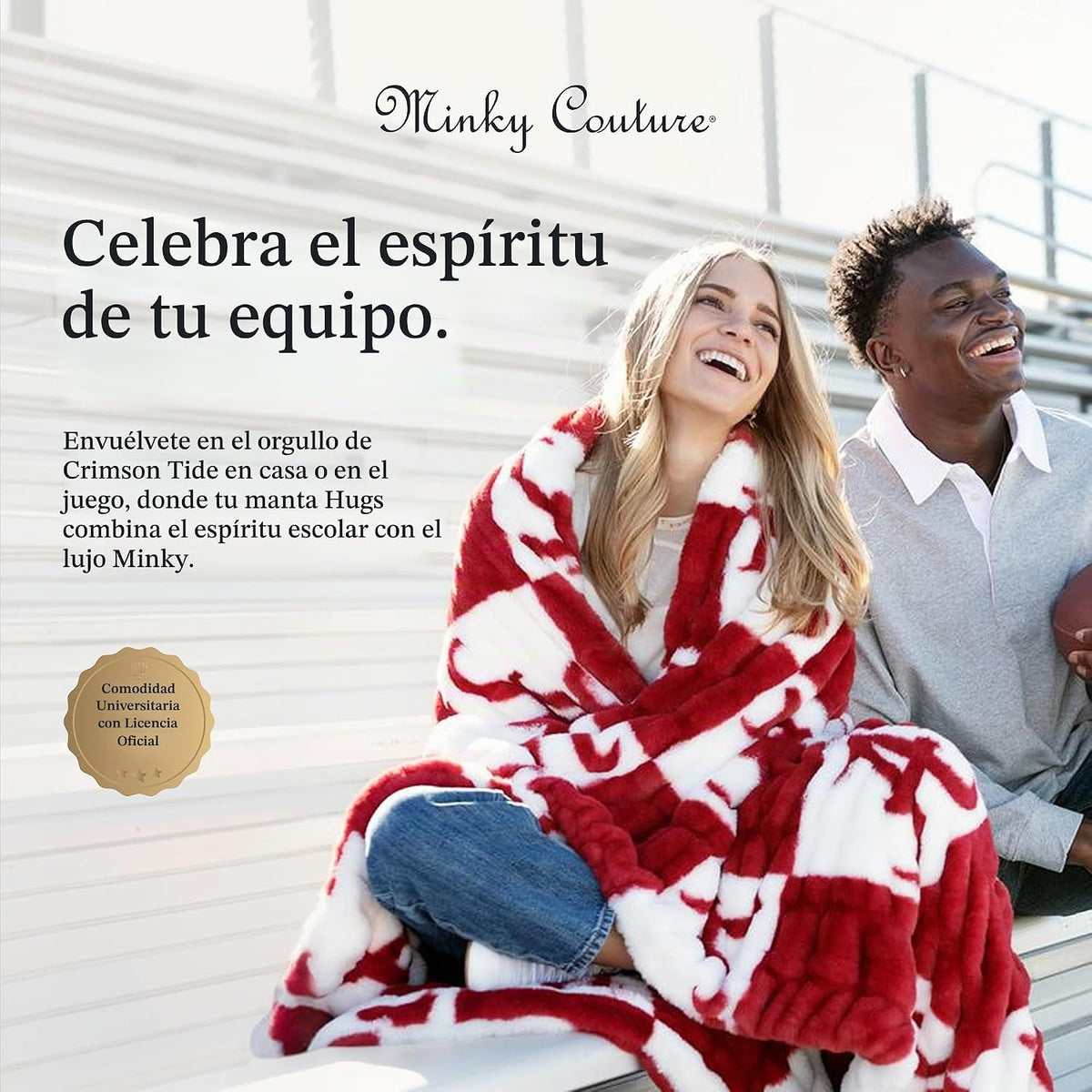 Minky Couture Manta de abrazos de felpa extra, Alabama Crimson Tide, adulto