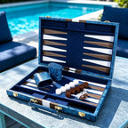 ARUOHHA Juegos clásicos de backgammon para adultos, funda de cuero de lujo, interior de fieltro, juego de backgammon de viaje portátil para fiestas y juegos familiares, juego de mesa popular de