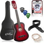 Ashthorpe Guitarra acústica infantil de 30 pulgadas (rojo), kit de inicio para principiantes con bolsa de concierto, cuerdas adicionales, correa, púas y lecciones