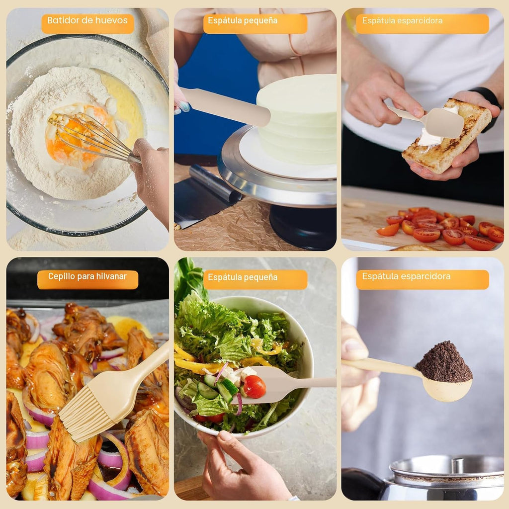 Juego de tazones para mezclar con tapas herméticas, juego de 20 utensilios de cocina, 6 cuencos de acero inoxidable, 3 accesorios para rallar, parte inferior de silicona antideslizante, ideal para
