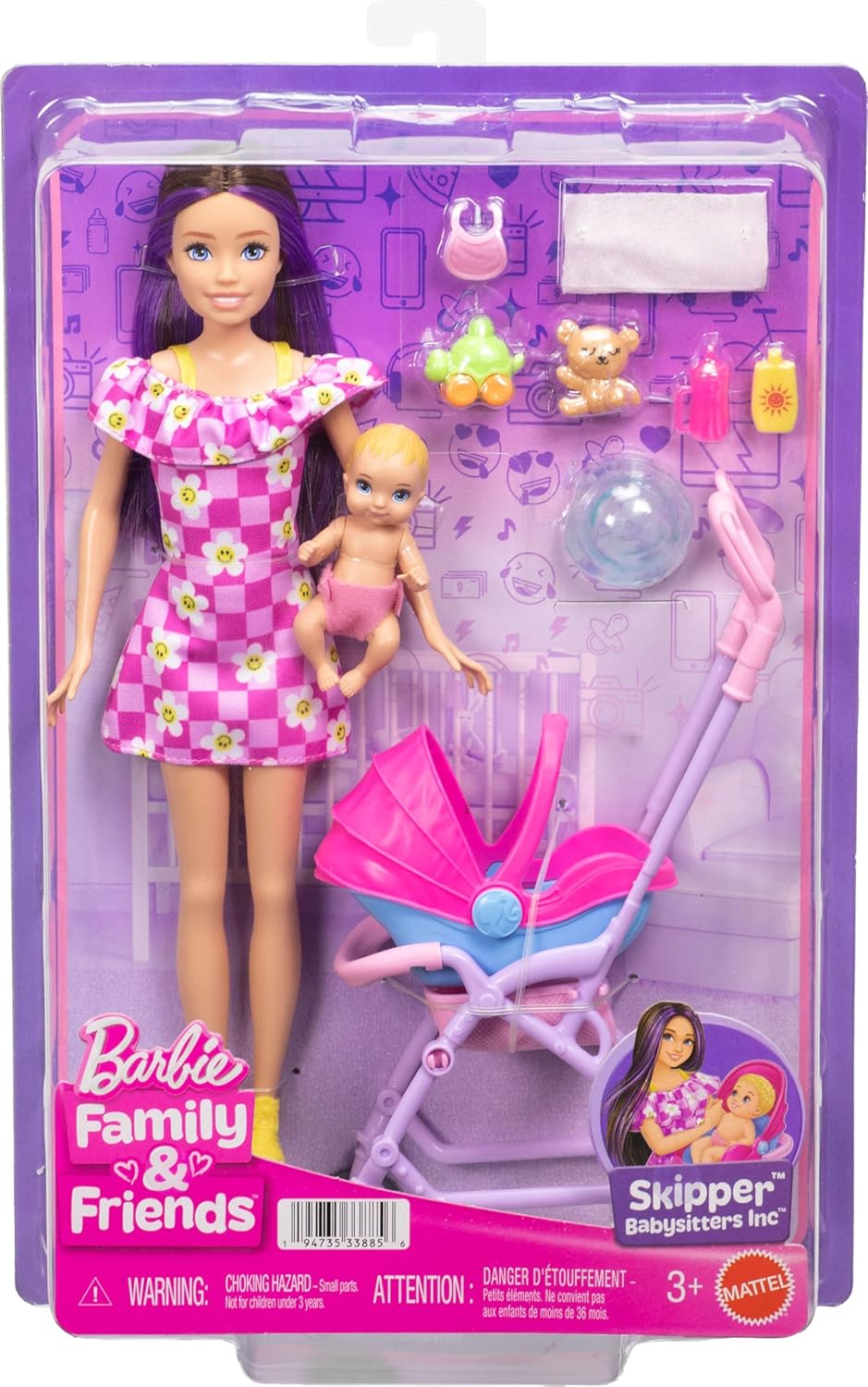Barbie Skipper Babysitters, Inc. Juego con muñeca morena, muñeca be...
