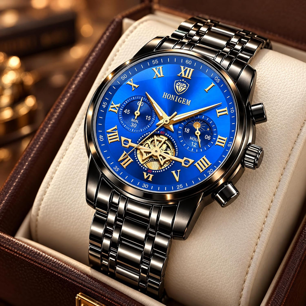 Relojes de negocios de cuarzo de acero inoxidable de cara grande de