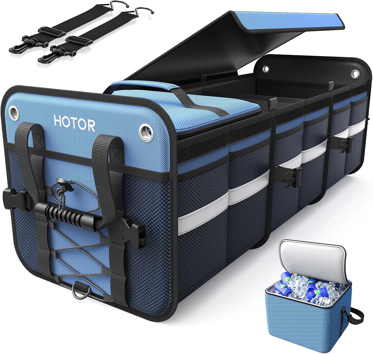 HOTOR Organizador de Maletero - Organizador de coche y almacenamiento con bolsa refrigerante para SUV