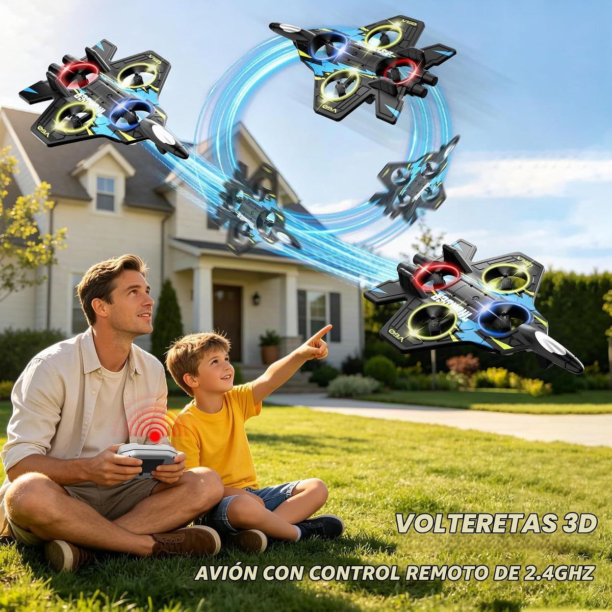 4DRC Aviones RC de espuma con control remoto para niños y adultos, avión de combate RC con luz, 360° Flip Fighter Jet Toys, Stunt Roll, regalos de juguete de avión para niños