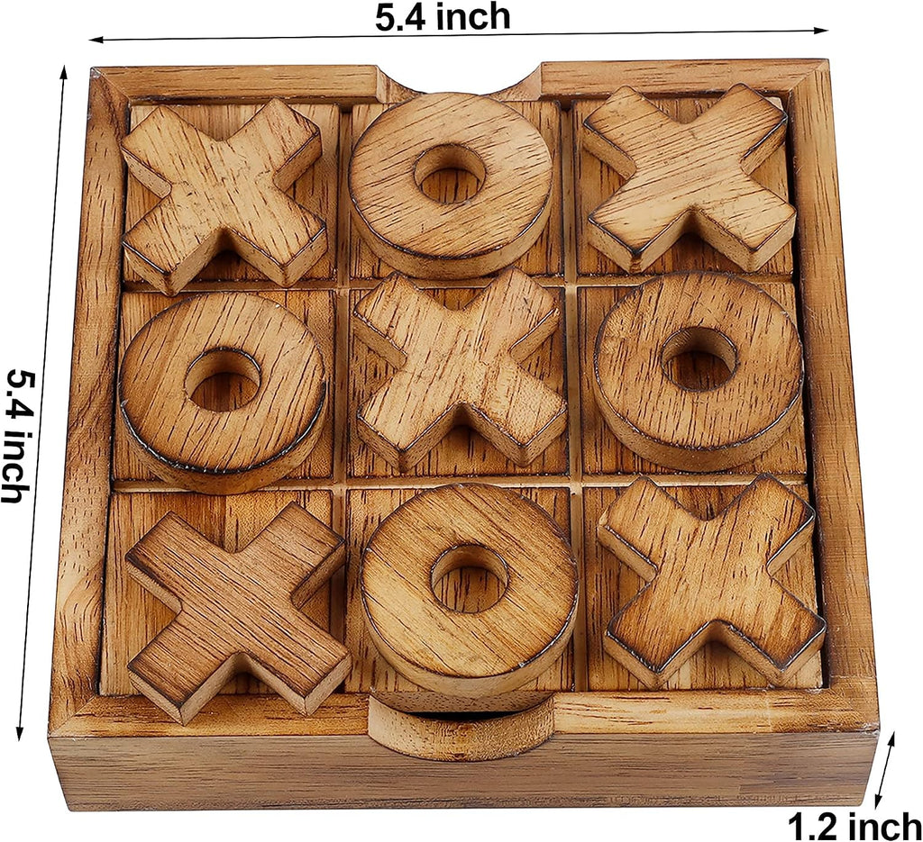 Tic Tac Toe y juego de mesas 4 en una fila, línea clásica de tablero para sala de estar, decoración de mesa rústica y uso como parte superior de juego de madera para decoración de habitación