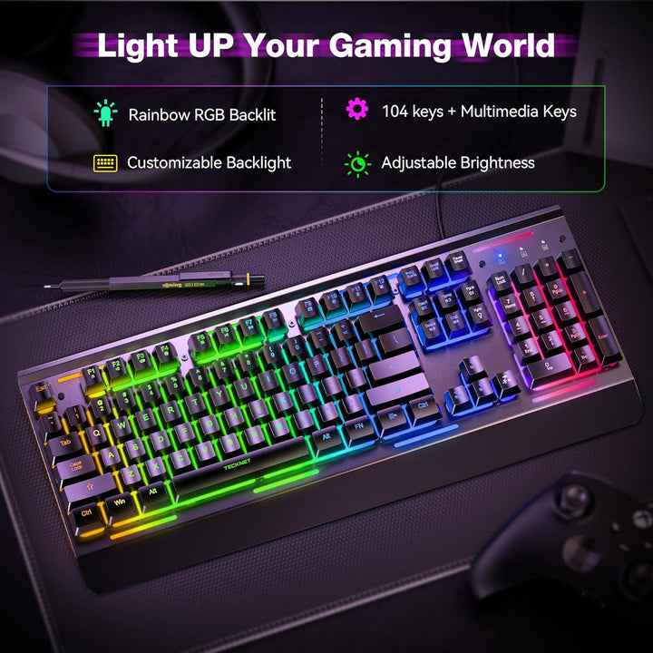 TECKNET Teclado para juegos teclado de computadora con